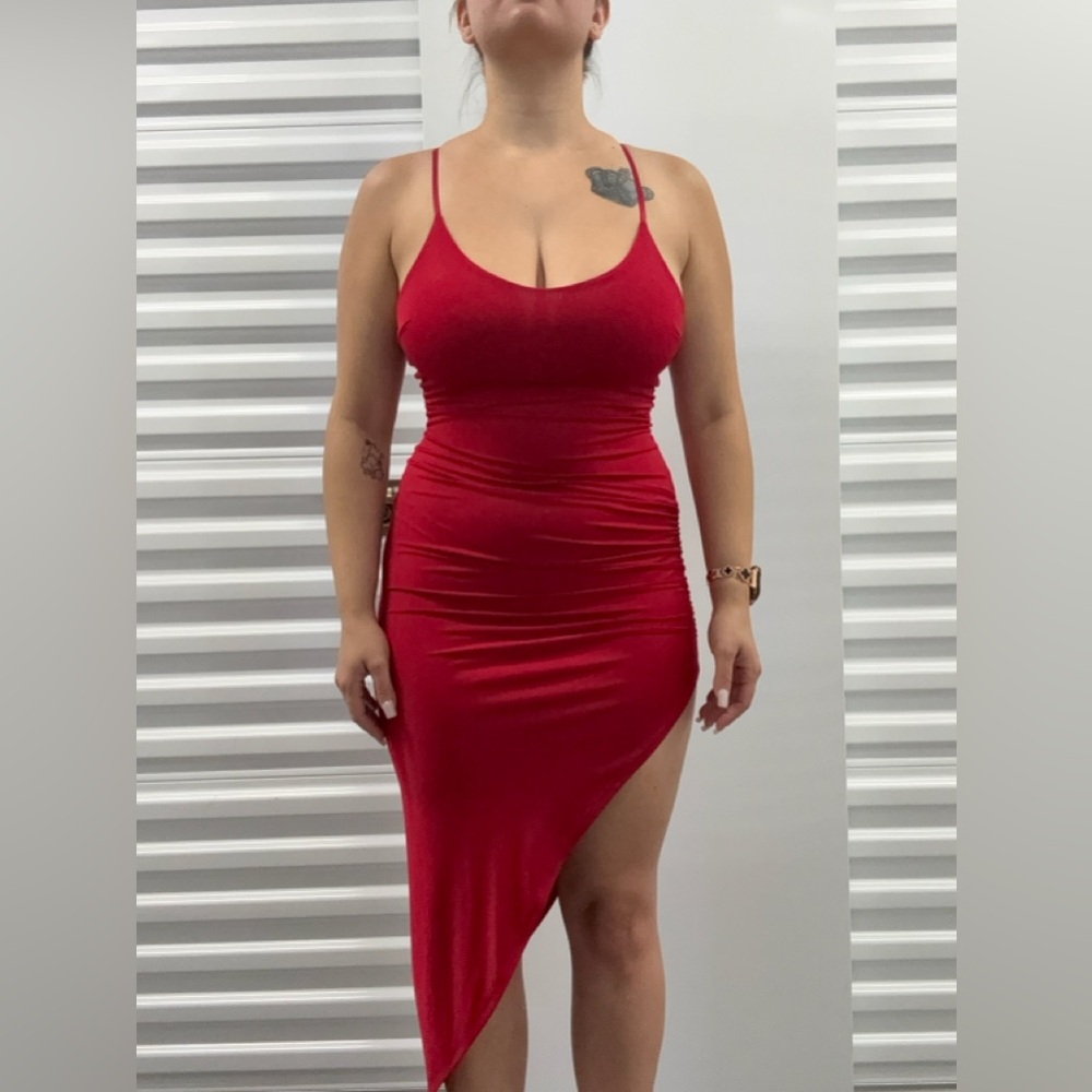 Chic Asymmetrical Red Dress